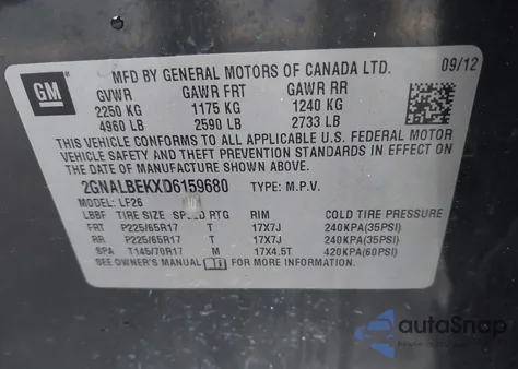 2013 Chevrolet Equinox Ls from USA, damaged, VIN 2GNALBEKXD6159680